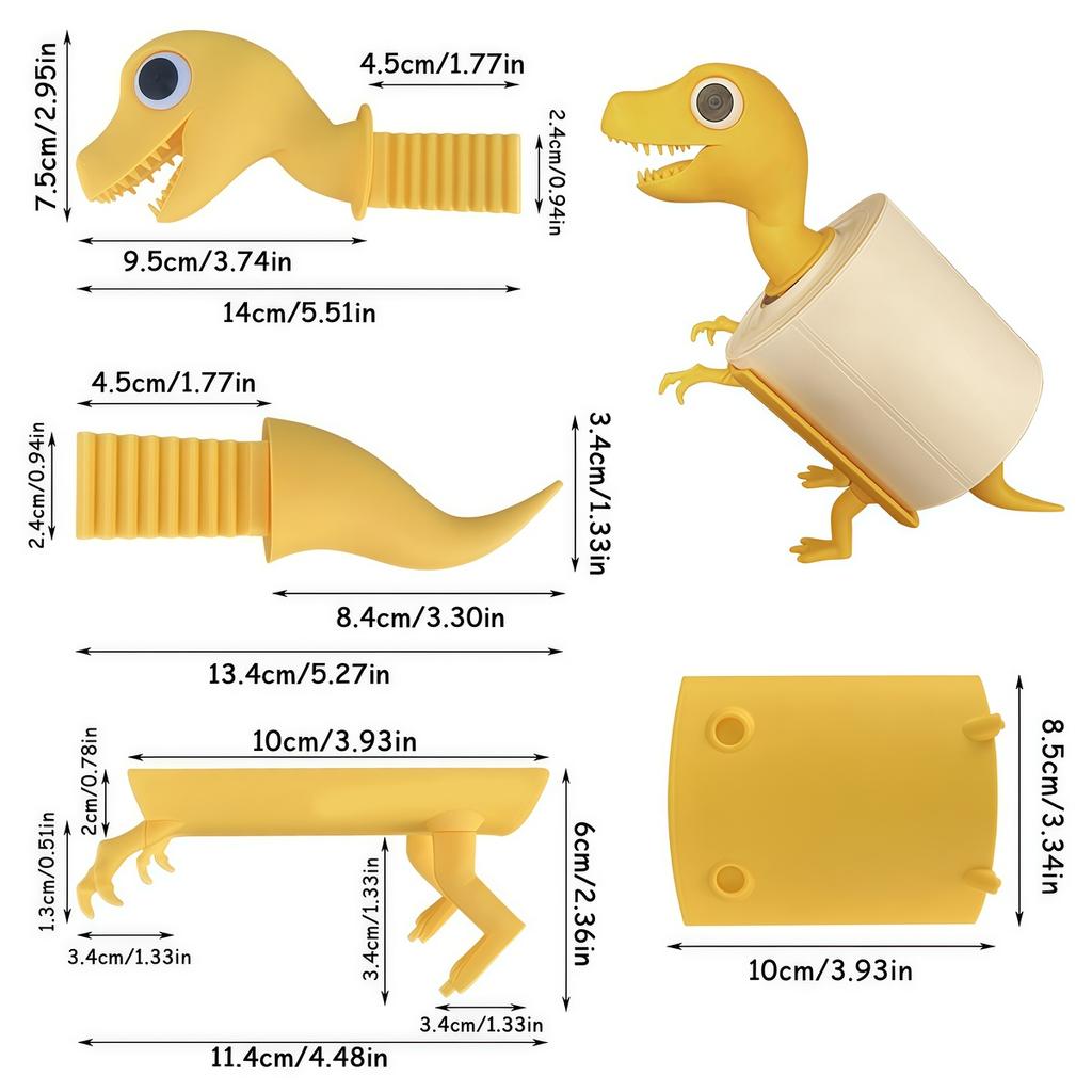 Напечатанный на 3D-принтере держатель для туалетной бумаги в виде динозавра - Мультяшная подставка для бумажных полотенец из PLA, Прочный и практичный держатель для салфеток для кухни/ванной комнаты
