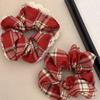 Red Korean Plaid Lace Ponytail Scrunchie – Women's High-End Holiday Hair Tie