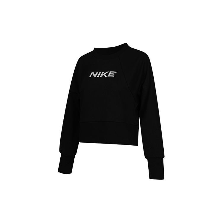 Nike Dri-FIT Get Fit Logo Printed Crewneck Casual Sports Sweatshirt Women Hooded Black CQ9306-010