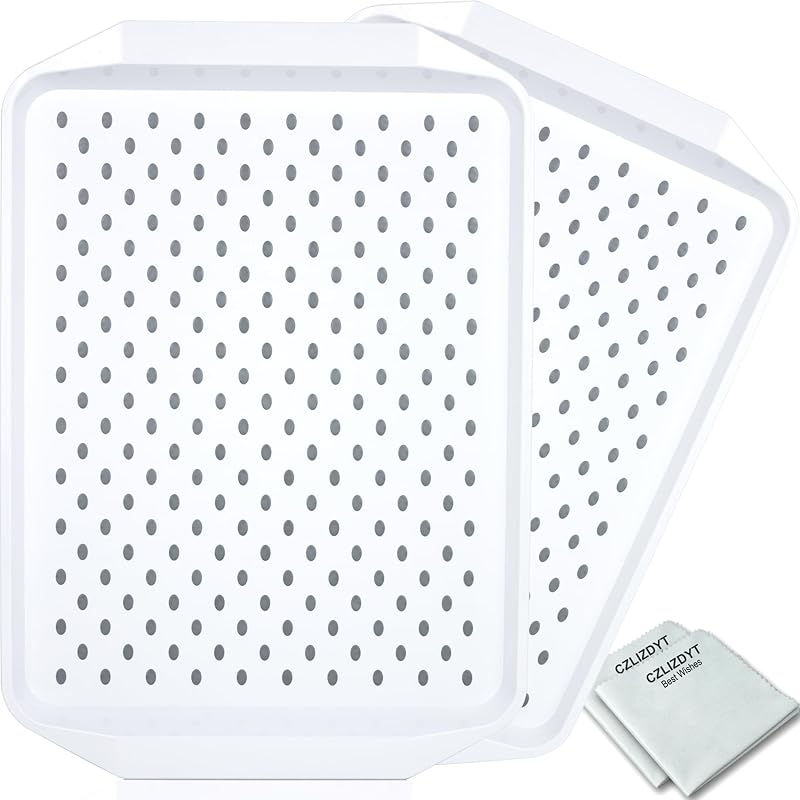 Non Slip Serving Tray with Handles, Food Trays for Eating on Couch, Lap Trays for Breakfast Dinner Snack Fruit Appetizers Beverage, Rectangular, Set