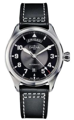 Davosa Newton Pilot Automatic Модель День-Дата Часы Швейцарского производства, Черные, 161.585.55, Мужские