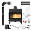KRATKI FLOKI M 10 kW Fireplace Insert Ø200 EKO Black Set for Installation