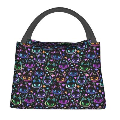 Colorful Cat Silhouettes Cartoon Black Cats Insulated Lunch Bag for Women Kids Portable Food Boxes Thermal Lunch Box Tote