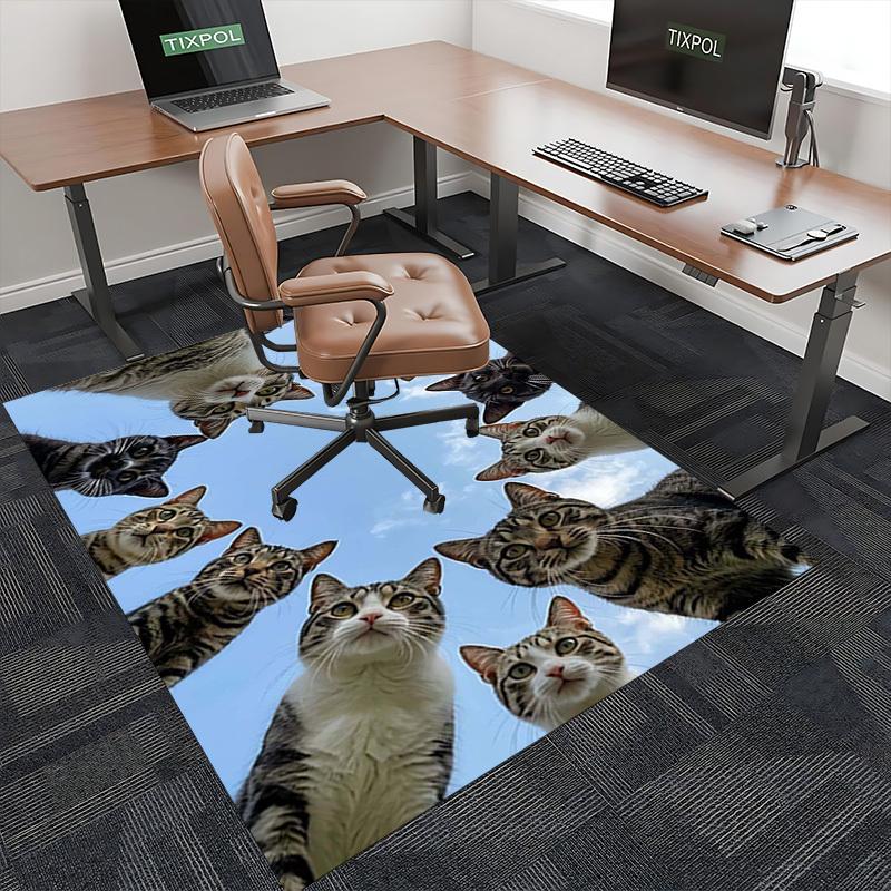 1pc Anime Cat Chair Mat - Cute Cartoon Design Office Rug, Non-Slip Carpet for Desk Chairs, Perfect Gift for Cat Lovers, Suitable for Home and Office U
