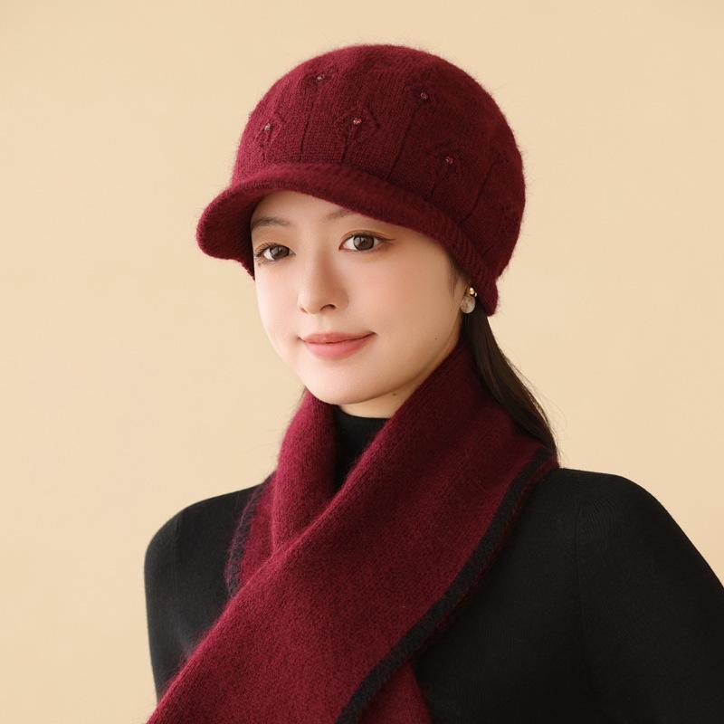 In the elderly hat women's autumn and winter fleece thickened warm ear protection knitted rabbit hair old lady fisherman hat tide