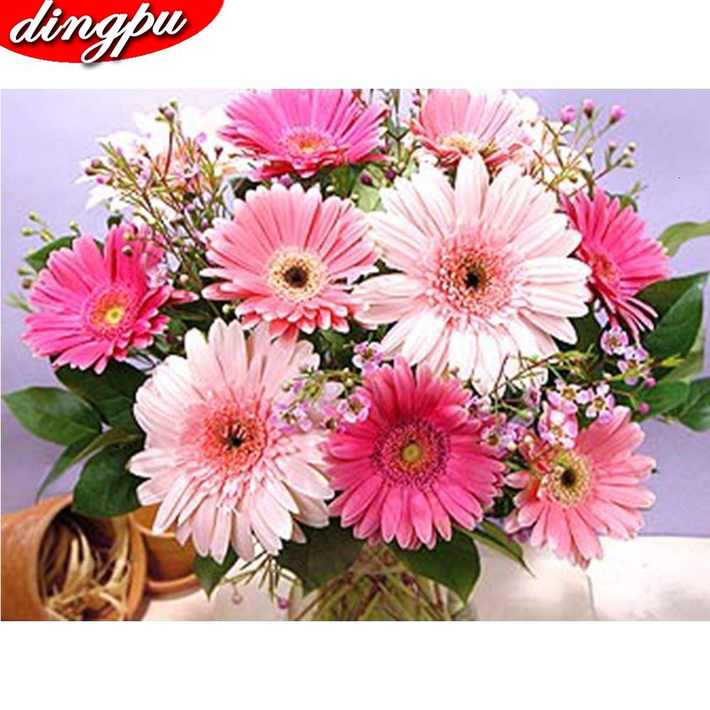 Алмазная картина Цветок 5D DIY Алмазная мозаика Маргаритка Полная круглая дрель Картина