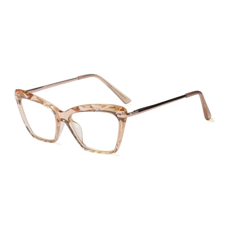 SHAUNA Spring Hinge Unique Faceted Eyeglasses Frame Women Transparent Cat Eye Glasses UV400