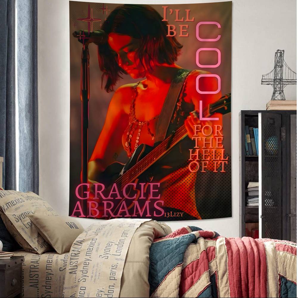 Singer GGracie Abrams Anime Tapestry Hippie Flower Wall Carpets Dorm Decor Cheap Hippie Wall Hanging