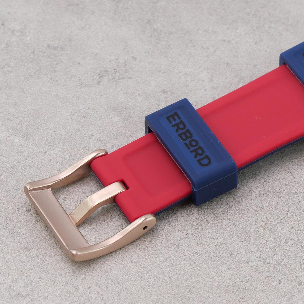 ERBORD Universal Silicone Strap 20mm, Dual Color, Blue / Red / Rose Gold