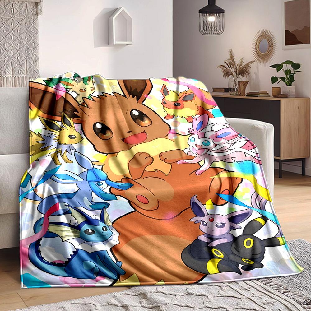 1pc Eevee, Pokémon Blanket Lightweight Flannel Blanket Throw Blanket For Sofa, Bed, Travel, Camping, Livingroom, Office, Couch