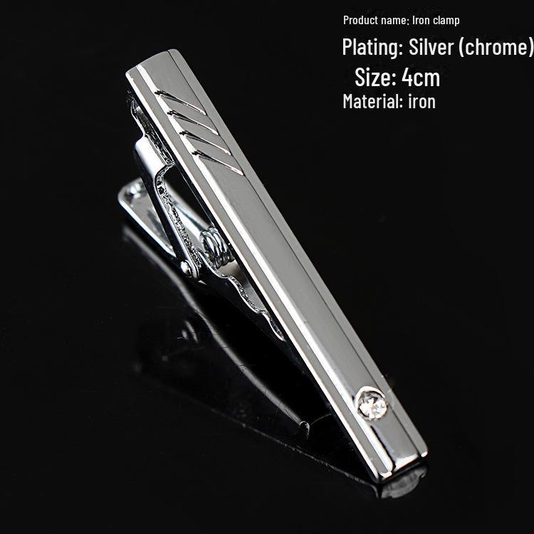 Корейский мужской серебряный формальный зажим для галстука - простой дизайн линии 4 см, идеальный подарок на праздник