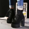 Модные весенне-осенние ботильоны на платформе, женские ботинки на шнуровке и толстом каблуке, рабочие ботинки черного цвета, большой размер 2019
