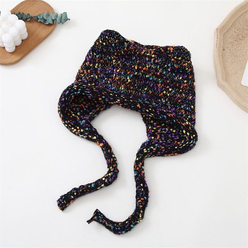 Soft girl cute super cute strap knitted ear hat autumn and winter versatile student warm bag head wool hat woman