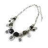 [C5354] - Designer Necklace 'Belle Des Champs' Black Smoked Gray