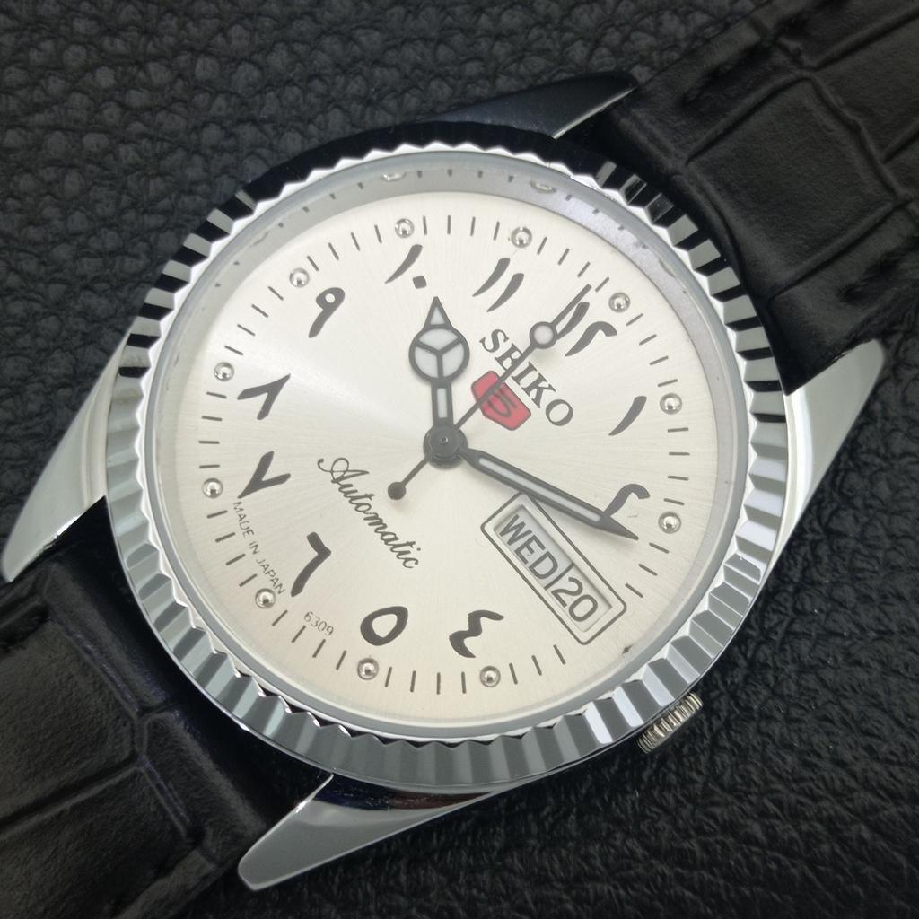 АВТОМАТИЧЕСКИЕ ВИНТАЖНЫЕ ОТРЕМОНТИРОВАННЫЕ МУЖСКИЕ СЕРЕБРИСТЫЕ ЧАСЫ SEIKO 5 6309A ЯПОНИЯ a442477-1