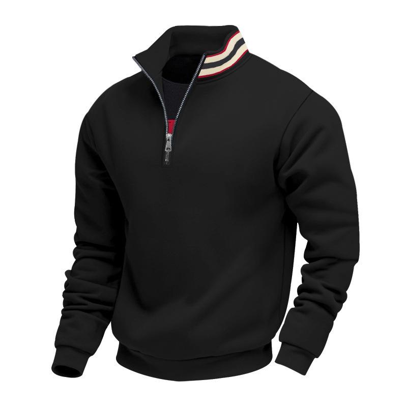 Mens Thick Fleece Loose Stand Collar Half Zip Casual Warm Sports Sweatshirt