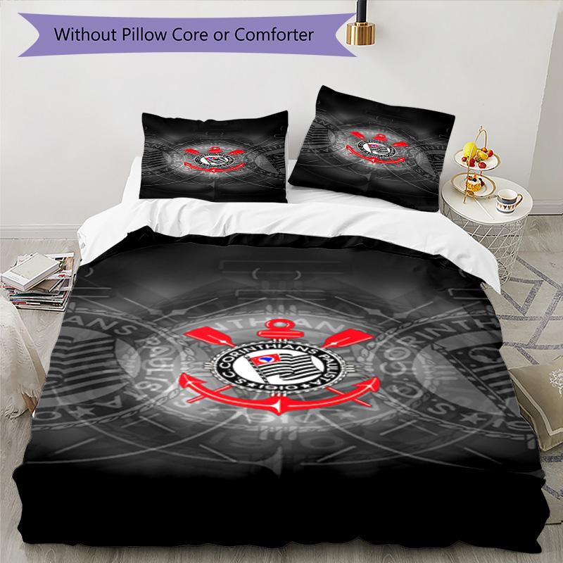 Sport Club Football Crest Printed Pattern Duvet Cover Set – includes 1 duvet cover and 2 matching pillowcases Bedroom decor Christmas gifts