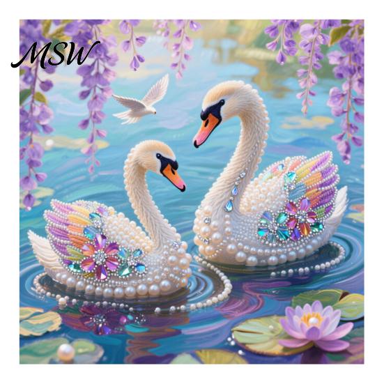 Decorative Gem Painting for Home Luxury Faux Pearl Rhinestone Kit, 25x25cm DIY Resin Art with Animal Kit Floral Patterns, Stress Relief Hobby