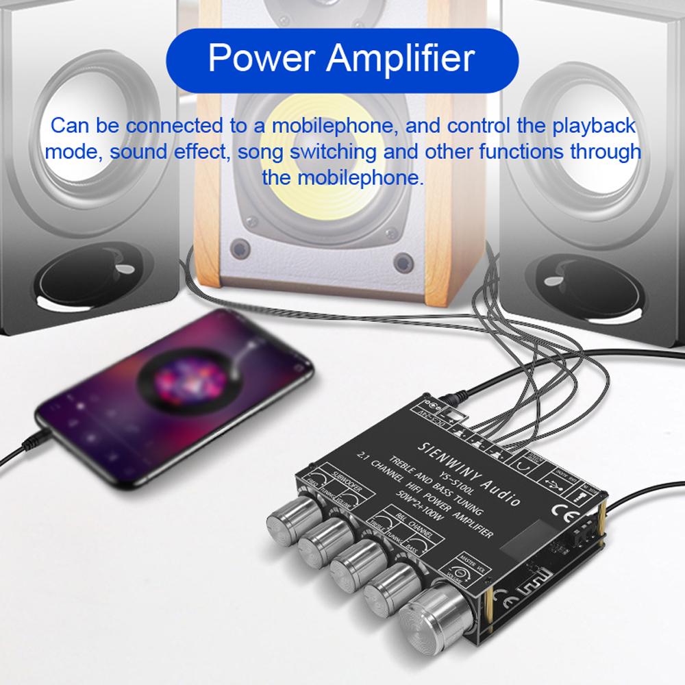 Portable BT Power Amplifier Module Multifunctional 2.1 Channel Power Amp Board Stereo Subwoofer