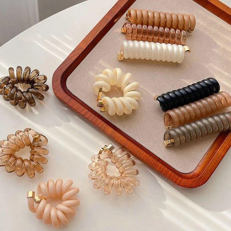 Эластичные резинки для волос для женщин и девочек, однотонные резинки для волос, спиральная катушка, резинка, хвостики, веревка для головы, аксессуары для волос