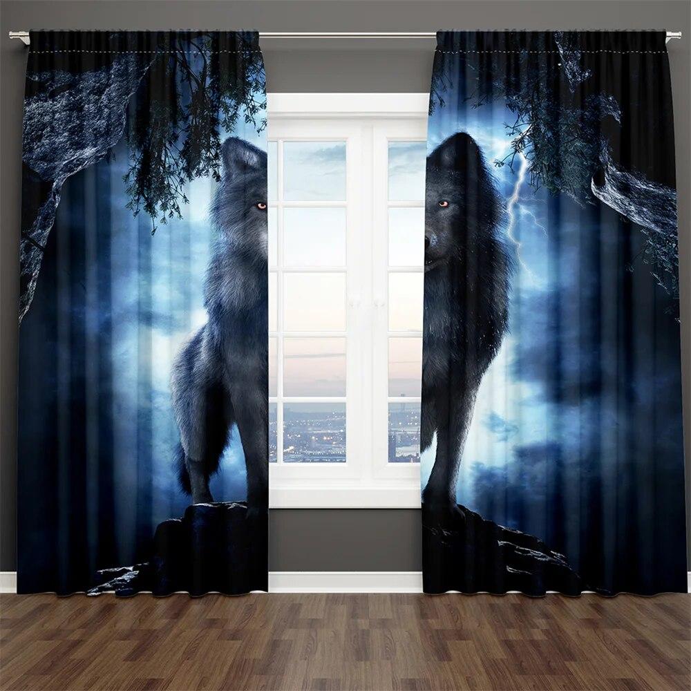 Пара влюбленных Лев Классическая серия животных цифровой принт 2 шт. Затеняющая оконная занавеска для гостиной Спальня Декор Карманный стержень