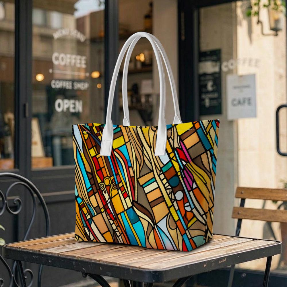 Colorful Geometric Art Tote Bag Stylish Casual Daily Carry Bag