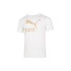 Puma Футболка с принтом логотипа и буквами, дышащая, повседневная, с круглым вырезом, коротким рукавом, унисекс, белая 625824-02