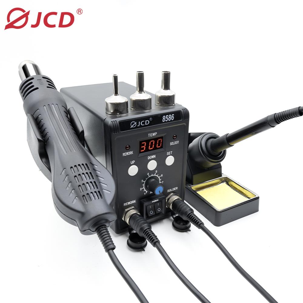 JCD Soldering Station 8586 Welding Hot Air Gun+Electric Soldering Iron 2 In 1 LCD Digital Display Welding Equipment Repair Tool