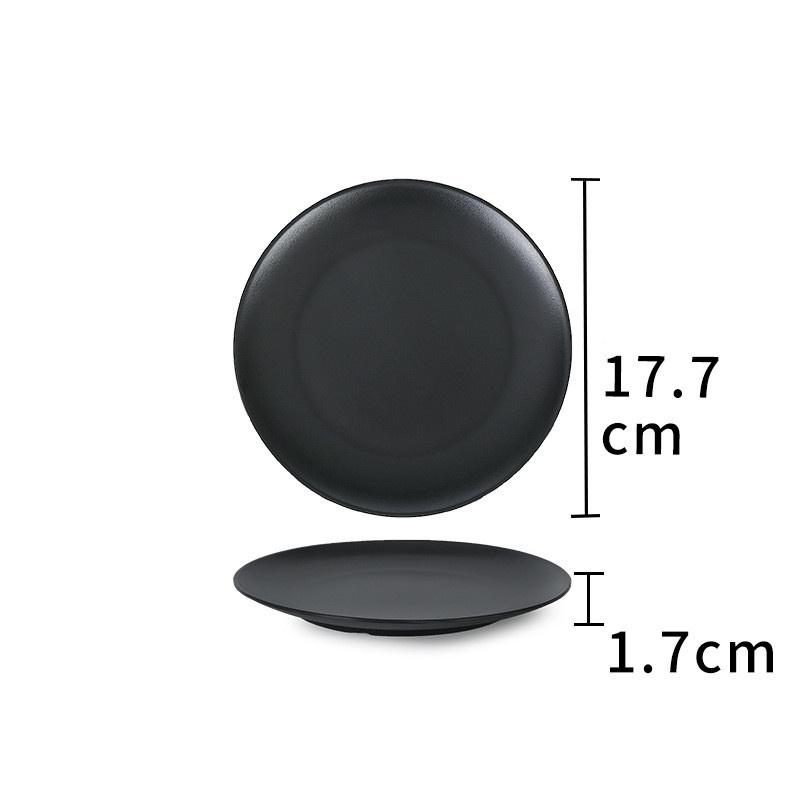 Черная меламиновая антипадающая тарелка для обеда, круглая еда, закуски, суши, стейк, поднос, десерт, чай, столовая посуда, тарелка, кухонные принадлежности
