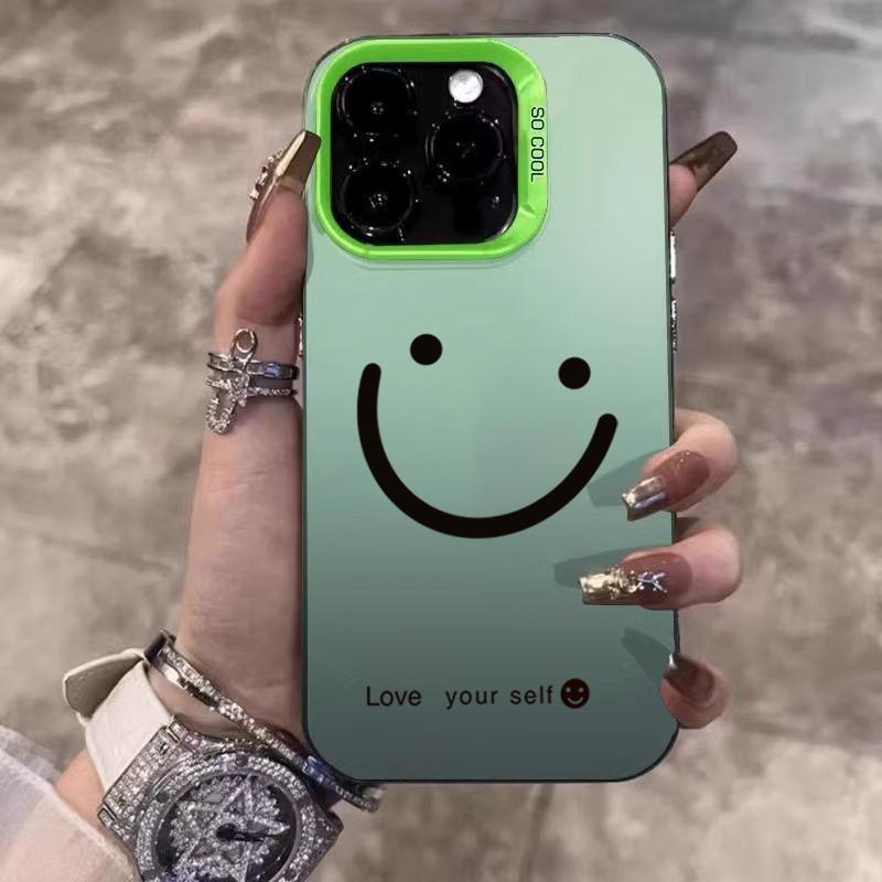 Smile Cheeks Electroplate Silver IMD Phone Case For iPhone 17 16 15 14 13 12 11 Pro Max 17 Air 16E X XS XR Matte Bumper Cover