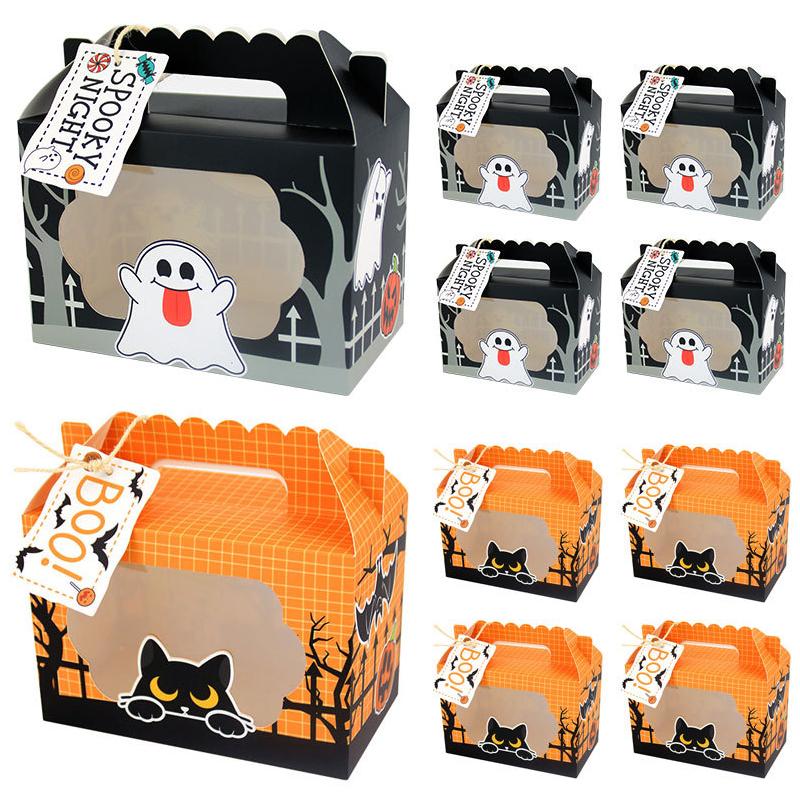 Портативная упаковочная коробка для десертов, 5 шт., оконная упаковочная коробка для конфет, упаковочная коробка, подарок на Хэллоуин