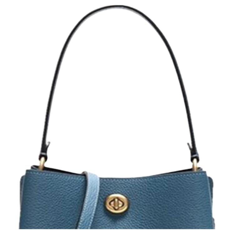 COACH Charlie Pebbled Leather Bucket Bag, Shoulder Bag Medium Women's Sea Blue 55200-B4PTW