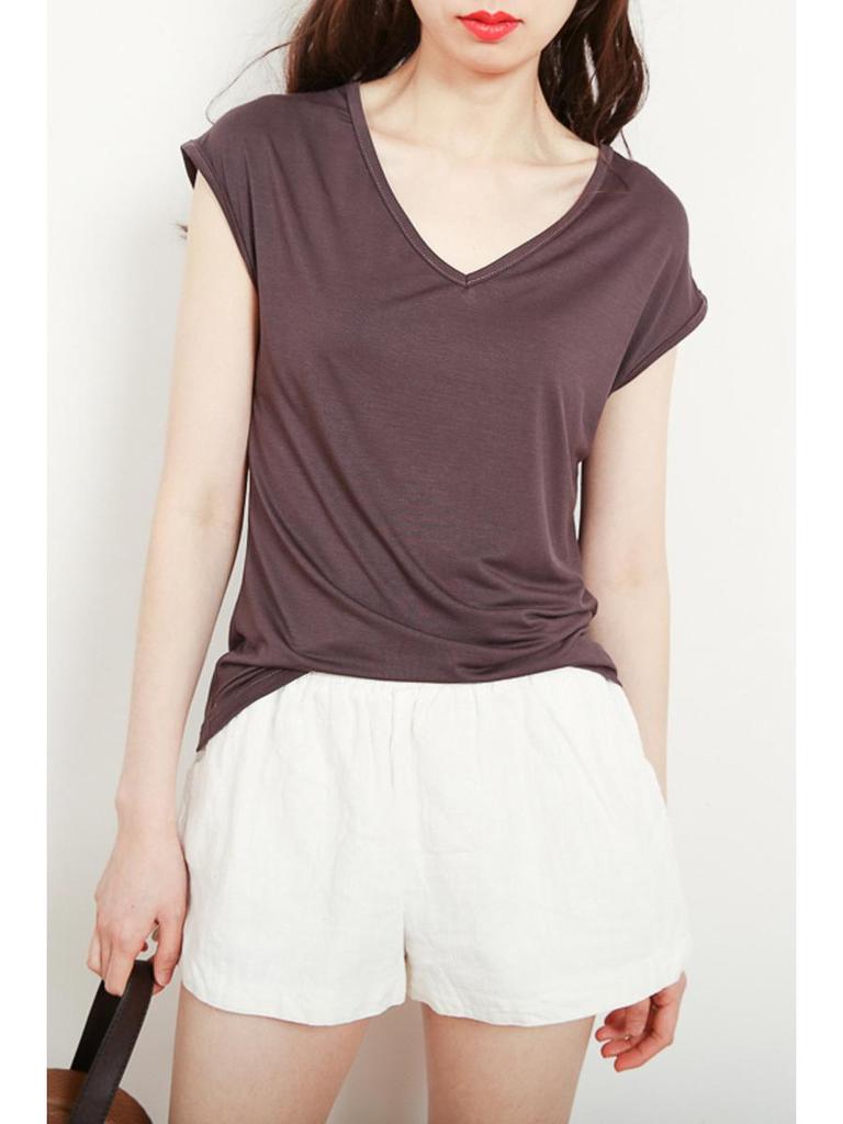 Sleeveless V-Neck Slim-Fit Modal T-Shirt for Women - Summer 2024 Korean Style