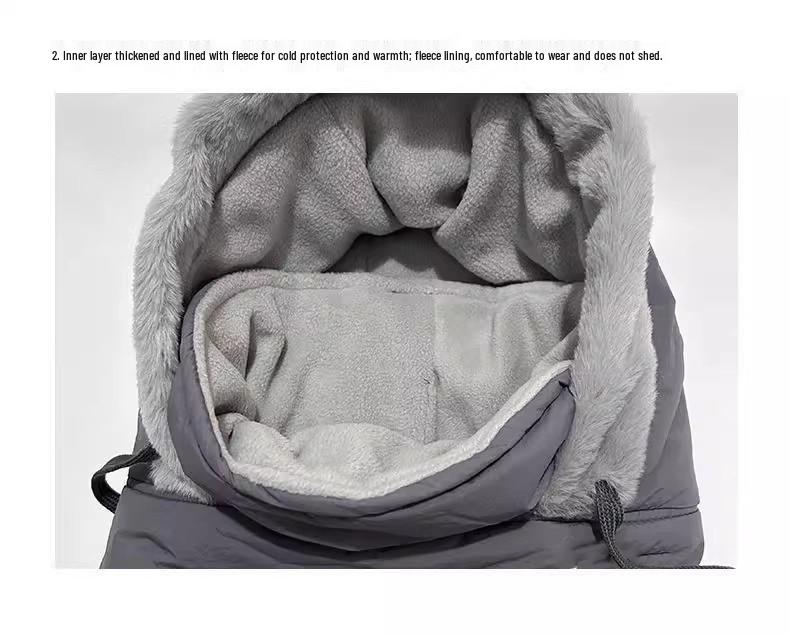 Зимняя теплая шапка на флисовой подкладке с ушами, маской для лица и манишкой - Ветрозащитное снаряжение для холодной погоды для мужчин и женщин для велоспорта на открытом воздухе
