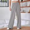 Women's Fashion Casual Solid Color Print High Waist Trousers Pants & Capris