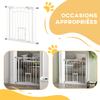 Pressure Fit Stair Gate, Dog Gate w/ Small Cat Door, Auto Closing System, Double Locking Openings, 74-80cm - White