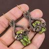 Copper Green Turquoise Handmade Copper Wire Wrap Earring 2.6 T9A12