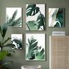 Настенная картина на холсте, тропический зеленый, большая пальма, листья монстеры, плакаты на скандинавскую тему и принты, настенные панно для декора гостиной