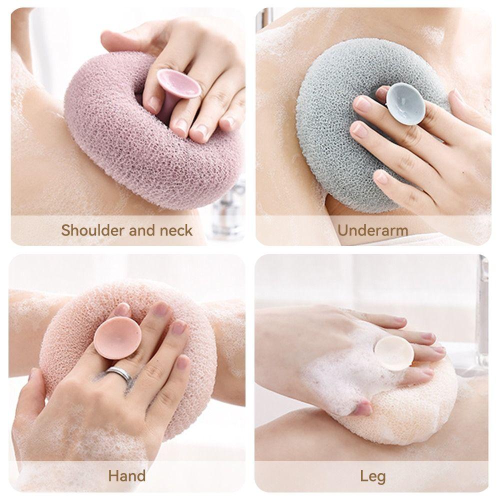 with Suction Cup Shower Bath Ball Rich Bubble Massage Brush Soft Body Exfoliating Sponge  Women Men