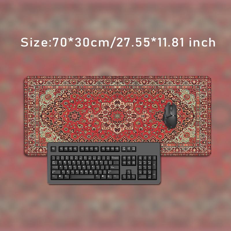 Mouse Pad Red Persian Rug Gamer printon demand Mousepad XXL Mechanical Keyboard Pad Natural Rubber Office Table Mat