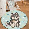 Cartoon Dog Round Carpet Living Room Circle Floor Mat Non Slip Bedroom Bathroom Doormat Washable Home Hallway Area Decor Rug