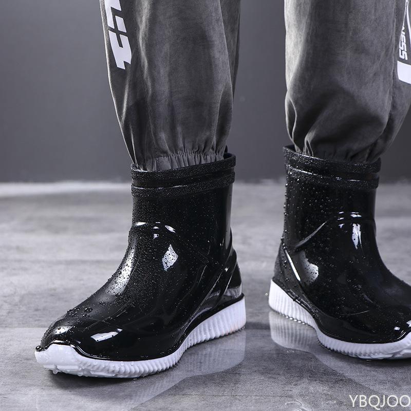 Water Shoes Men Ankle Shoes Rain Boots Pvc Rainboots for Men 2024 Solid Color Fashion Fishing Boots Ankle