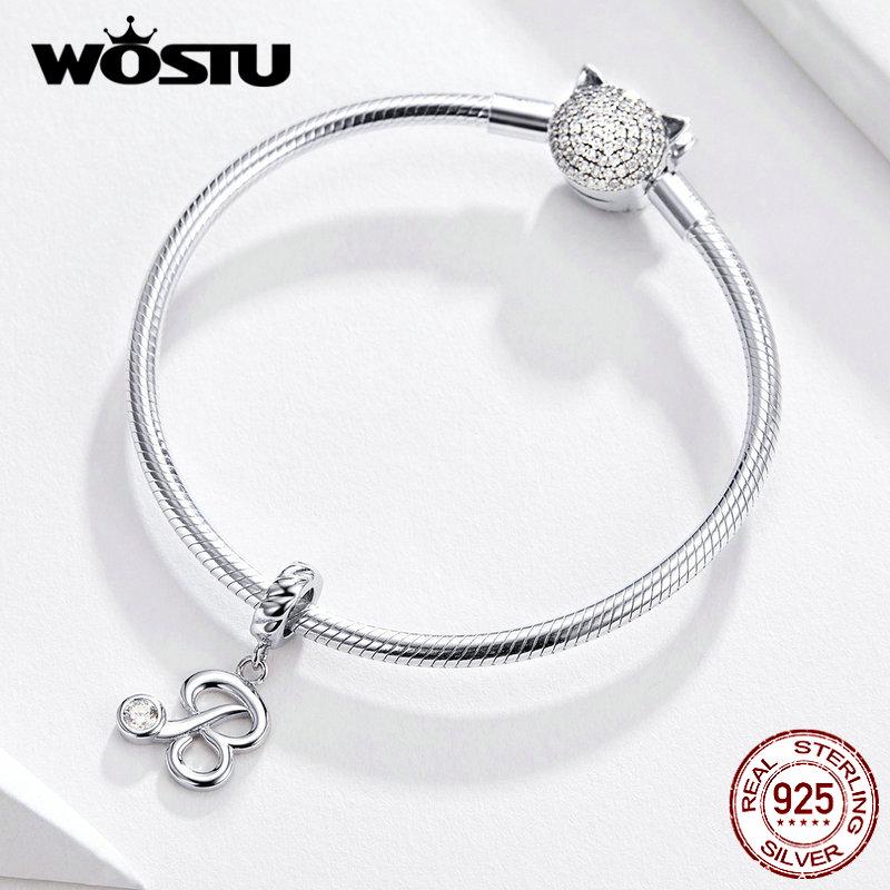 WOSTU Висячие шармы из серебра 925 пробы "Латинский алфавит"