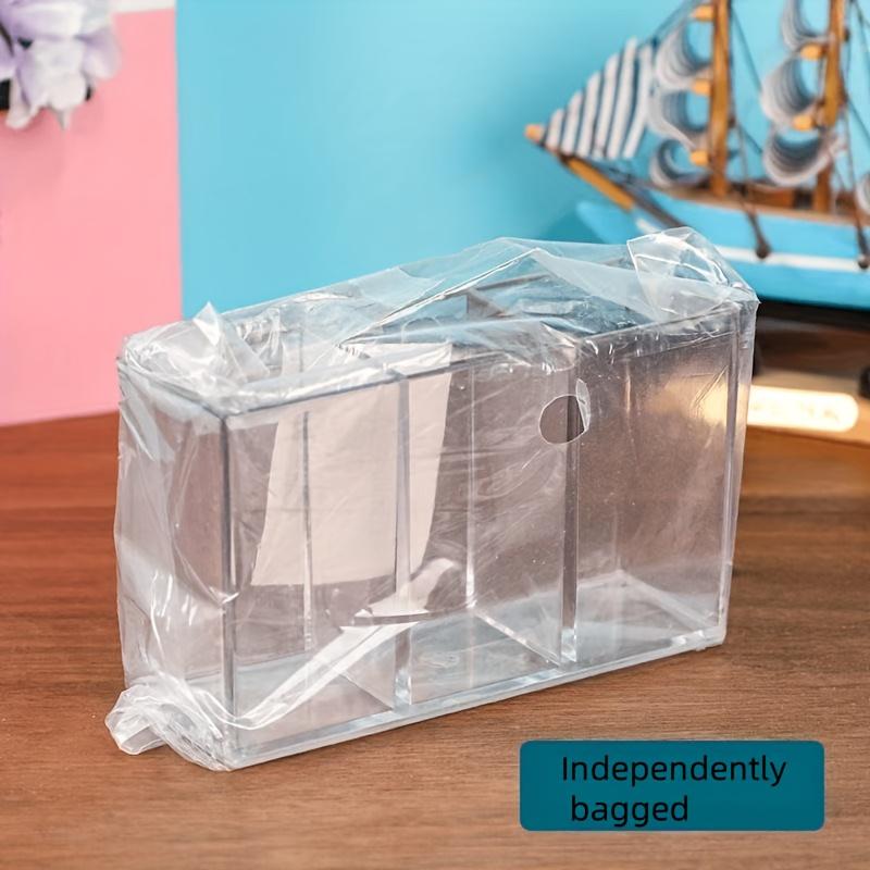 1pc Three-Compartment Transparent Cosmetic Acrylic Storage Box, Pen Holder, Makeup Brush Organizer, Creative Desktop