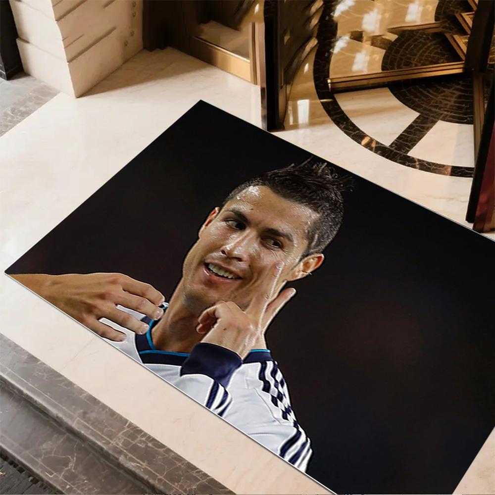 Cristiano Ronaldo Action Floor Mat Design for Dining Room Game Room Balcony Dormitory Anti-slip Rug Decorate Offices Perfect Gift for Friends & Family