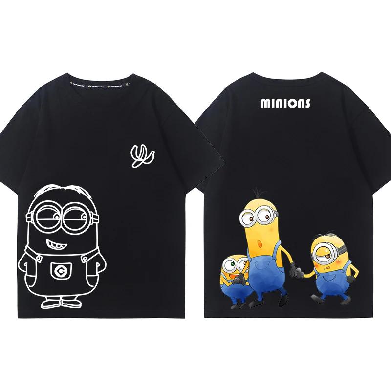 MINISO Футболка с принтом аниме и мультфильма «Губка Боб» для детей и подростков, летняя, смешная, с круглым вырезом, футболка, одежда с коротким рукавом для мальчиков и девочек