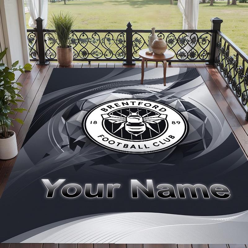 Custom Text Printed Rug Brentford Football Non Slip Floor Carpet For Home Room Decor