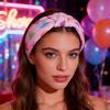 Обруч для волос Широкополая повязка на голову с принтом «Love» Ручной работы Тканевые узлы Противоскользящий дизайн Бант Повязка для волос Вечерний аксессуар для волос
