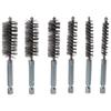 6PCS with 1/4" Hex Shank Stainless Steel Bore Brush Bore Cleaning Brush Set Rust, Cleaning Tubes
