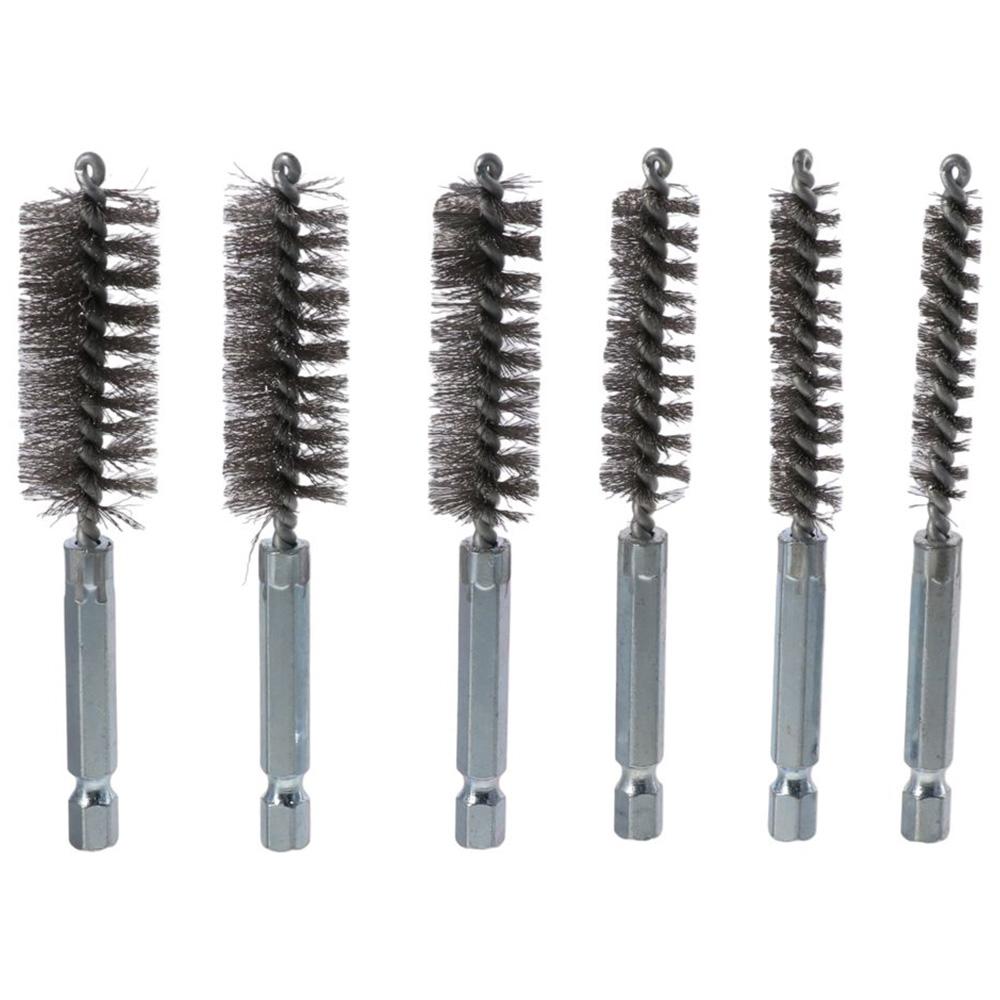 6шт разных размеров щетины проволочная щетка щетка для очистки отверстий набор щеток ржавчина, очистка труб